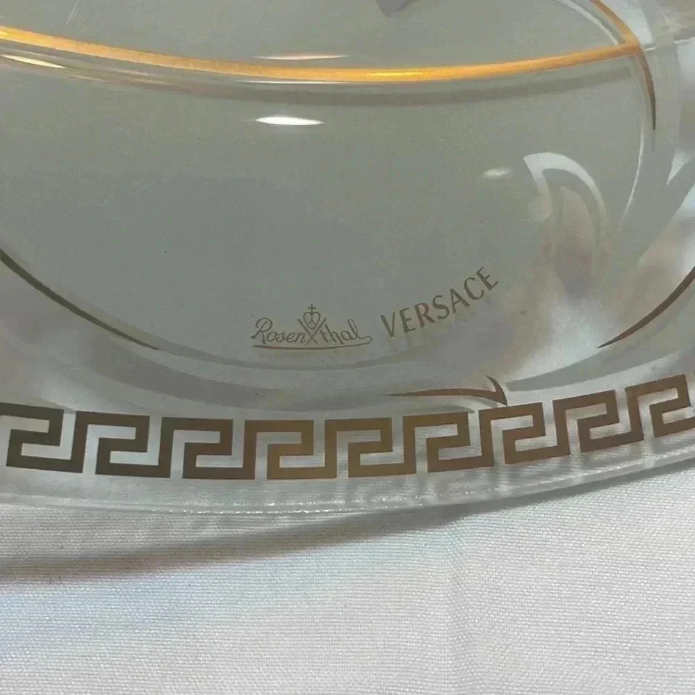 Versace for Rosenthal Oval Serving Platter with Gold Greek Details - Picture 4 of 7